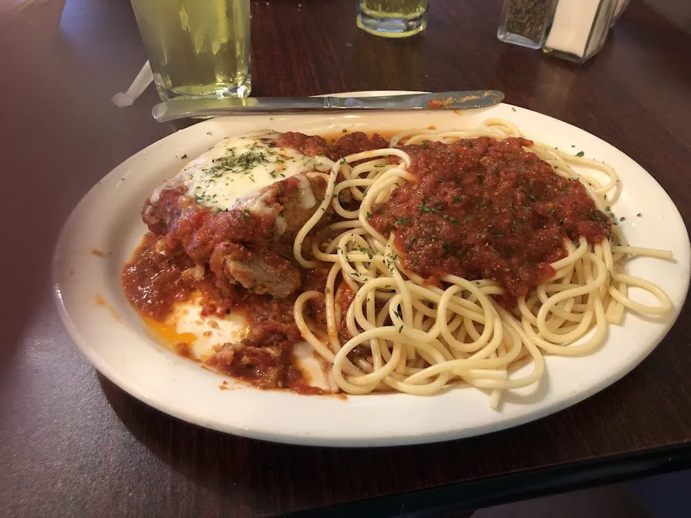 Veal Parmigiana with Spaghetti and Meat Sauce